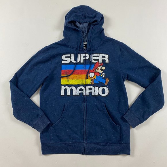 Super Mario 2016 Hoodie Adult Medium Nintendo Fifth Sun Blue Cotton Polyester - Picture 1 of 9